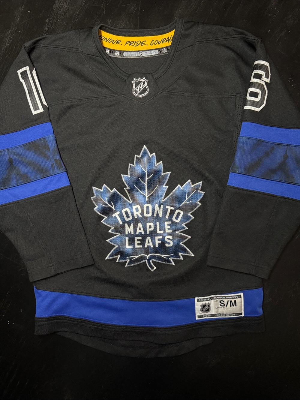 NHL Toronto Maple Leafs Kids Black and Blue Hockey Jersey Marner